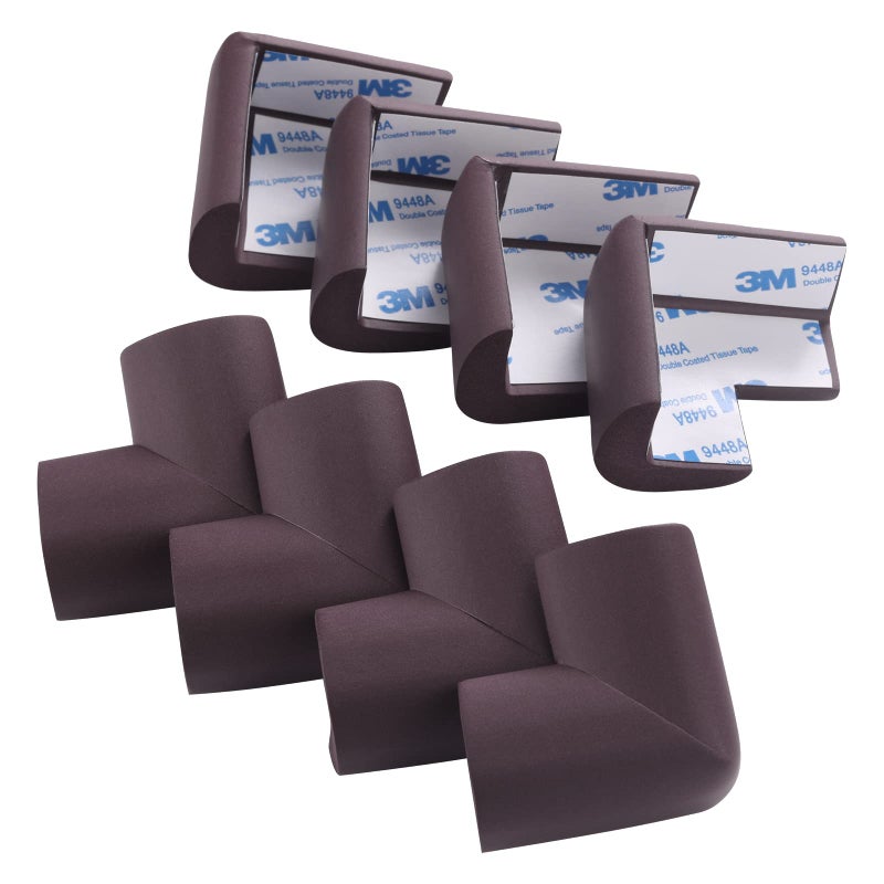 AIXMEET 8 Pack Corner Protector for Baby, Heavy-Duty Soft Rubber Foam Furniture Corner Bumper Guards, Child Safety Furniture Bumper, Adhesive Pre-Taped Corner Protectors,Soft Sponge Table Corners, Brown - Image 2